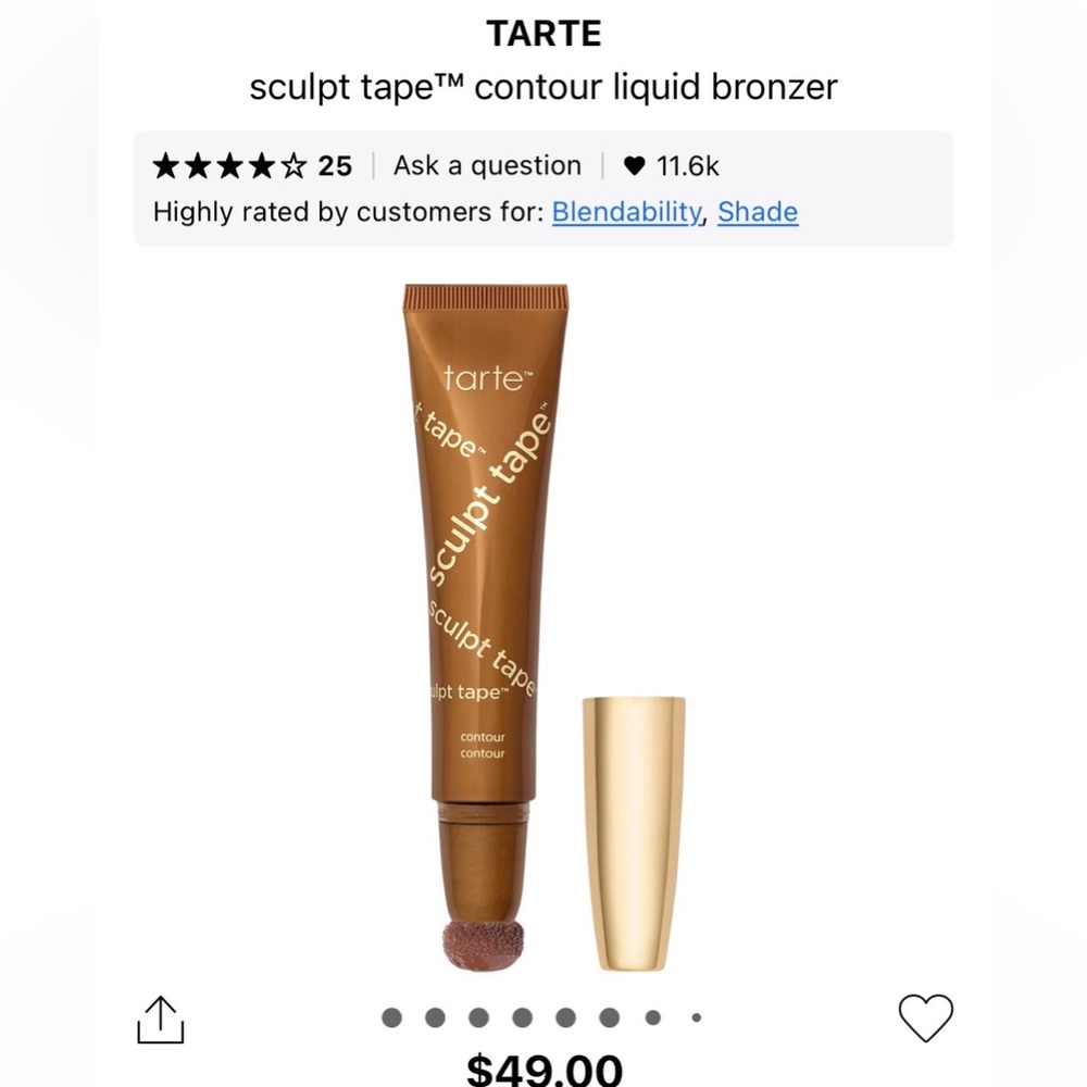 Tarte Sculpt Tape Contour Liquid Bronzer - Soft Bronze (fair to light skin)
